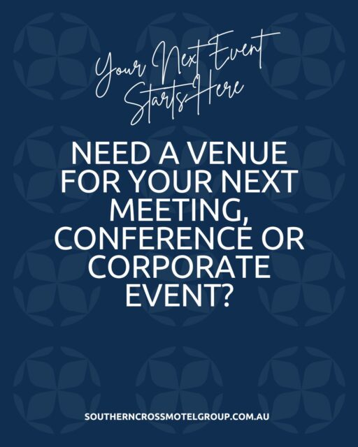 Looking for the perfect venue for your next conference, meeting or corporate event? Southern Cross Motel Group offers professional event spaces, accommodation and catering across regional Australia. Whether it's a boardroom meeting, training session or multi-day conference, our experienced teams are here to help make your event a success.📊📝💼

Contact our team today to discuss your next event.
reservations@southerncrossmotelgroup.com.au southerncrossmotelgroup.com.au