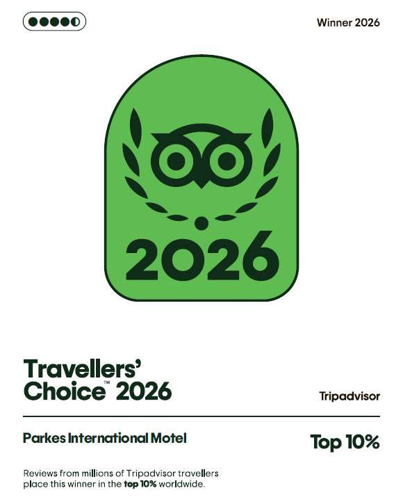 🎉 Congratulations to Parkes International Motel on being recognised as a 2026 TripAdvisor Travellers' Choice Award Winner, placing the property in the Top 10% of hotels worldwide! 🏆🌏 @parkesinternationalmotorinn @tripadvisor 

This outstanding achievement reflects the dedication of the team and the exceptional experiences they consistently deliver to their guests.

At Southern Cross Motel Group, we're incredibly proud to see our properties recognised on a global scale. Awards like this are only possible because of the hard work of our teams and the ongoing support of our valued guests.

Congratulations to the entire Parkes International Motel team on this well-deserved recognition. We look forward to seeing your continued success in 2026 and beyond! ⭐