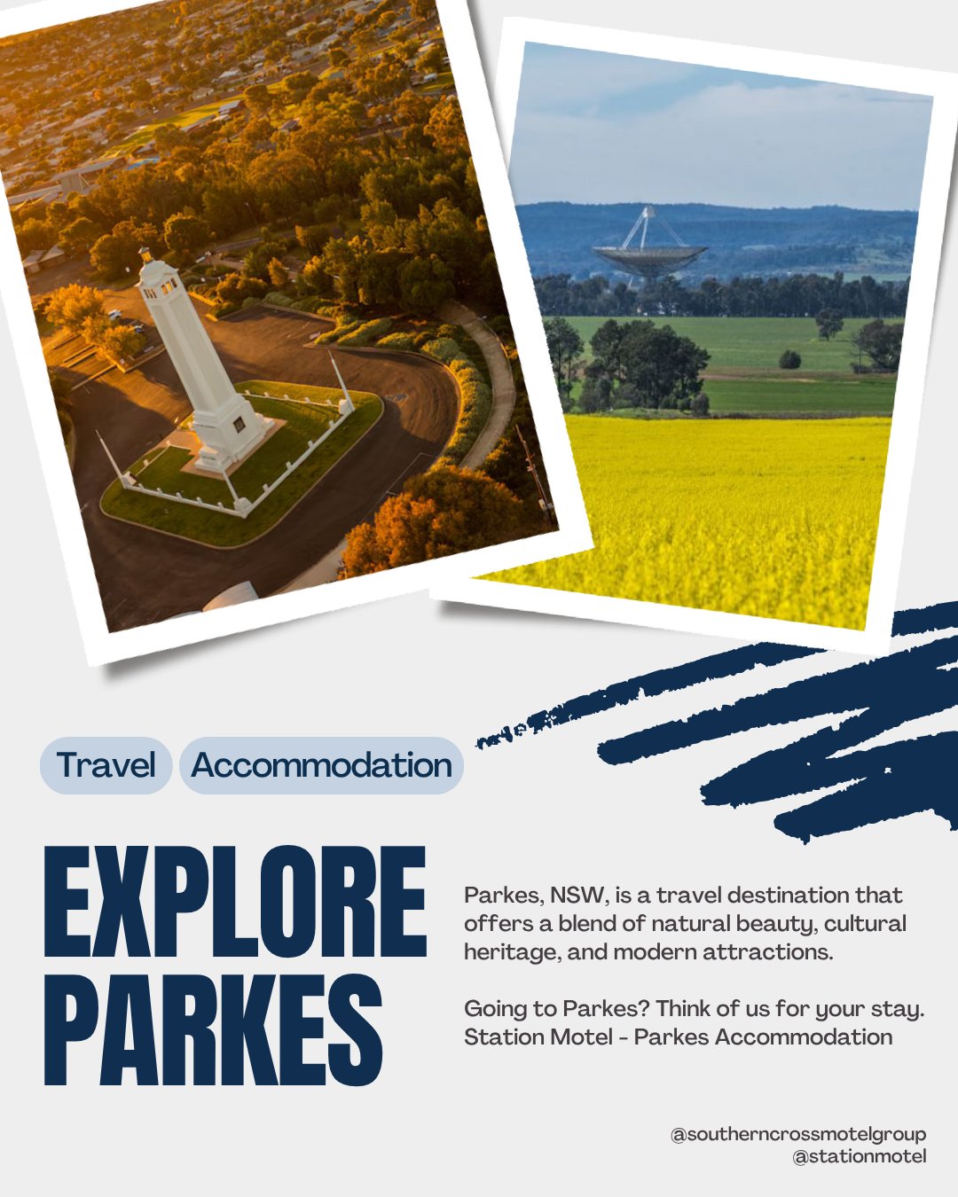 Going to Parkes? Think of us for your stay - @stationmotel 

Contact Us: Phone (02) 6862 8444 or (07) 4924 5756
Email: reservations@stationmotel.com.au
Address: 82 Peak Hill Road, Parkes NSW 2870
southerncrossmotelgroup.com.au